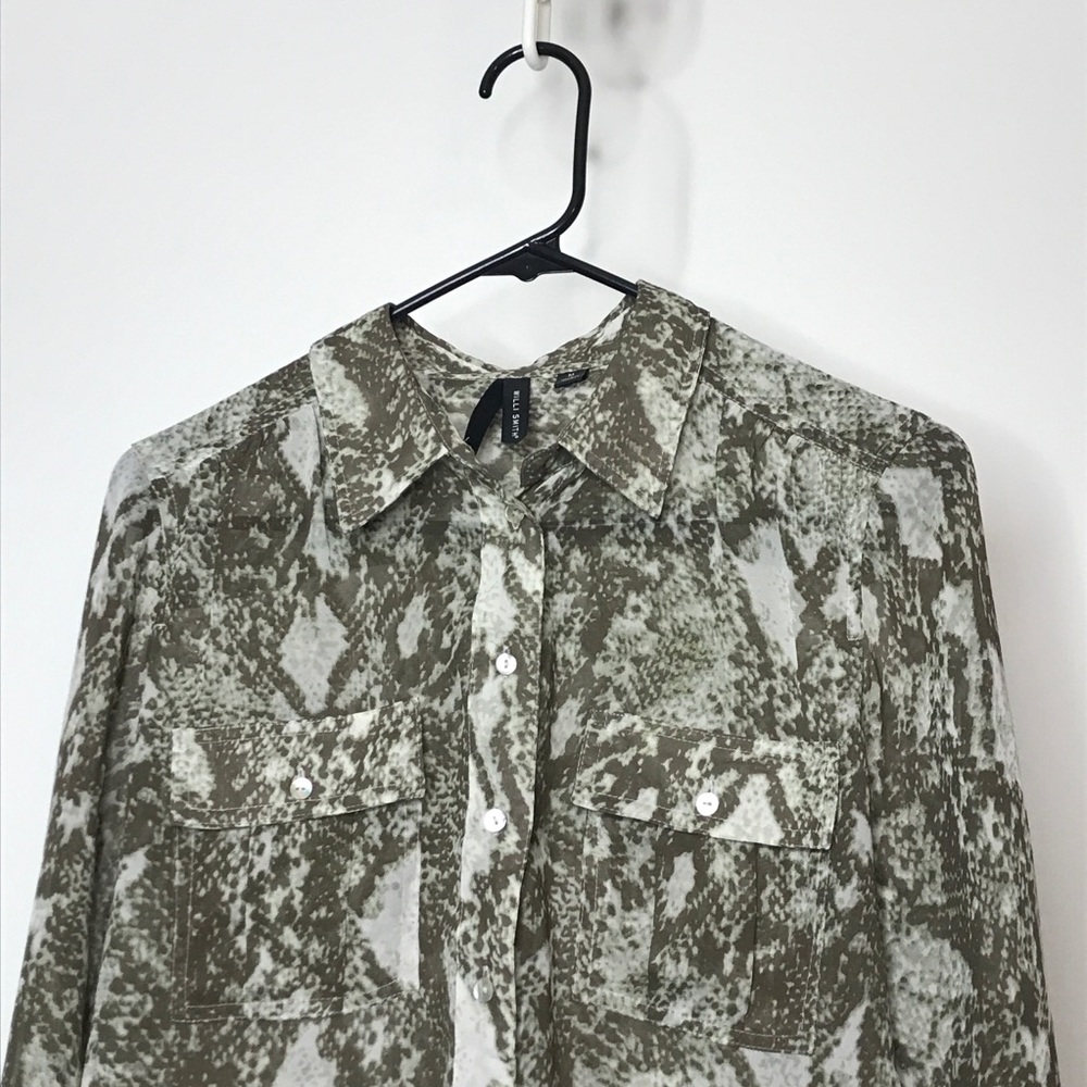 🐬Willi Smith Button Front High Low Top Size M - Picture 2 of 5